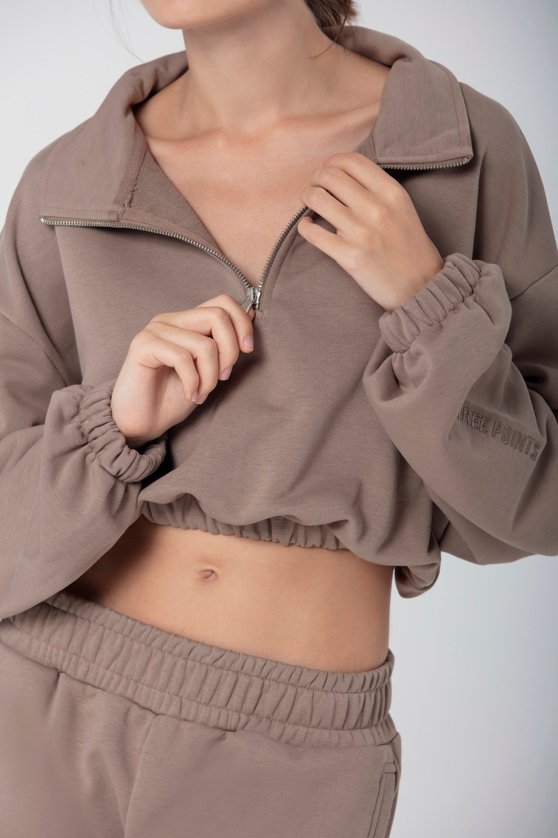 Kahverengi Voila Crop Sweatshirt