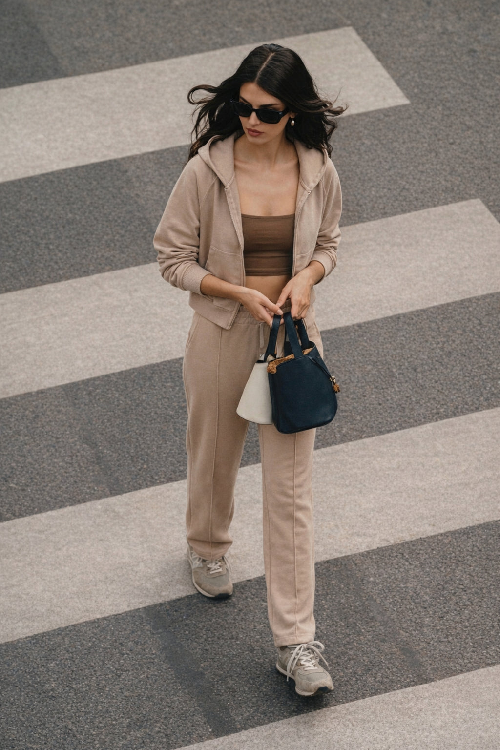Taş Rengi Zipper Sweatshirt