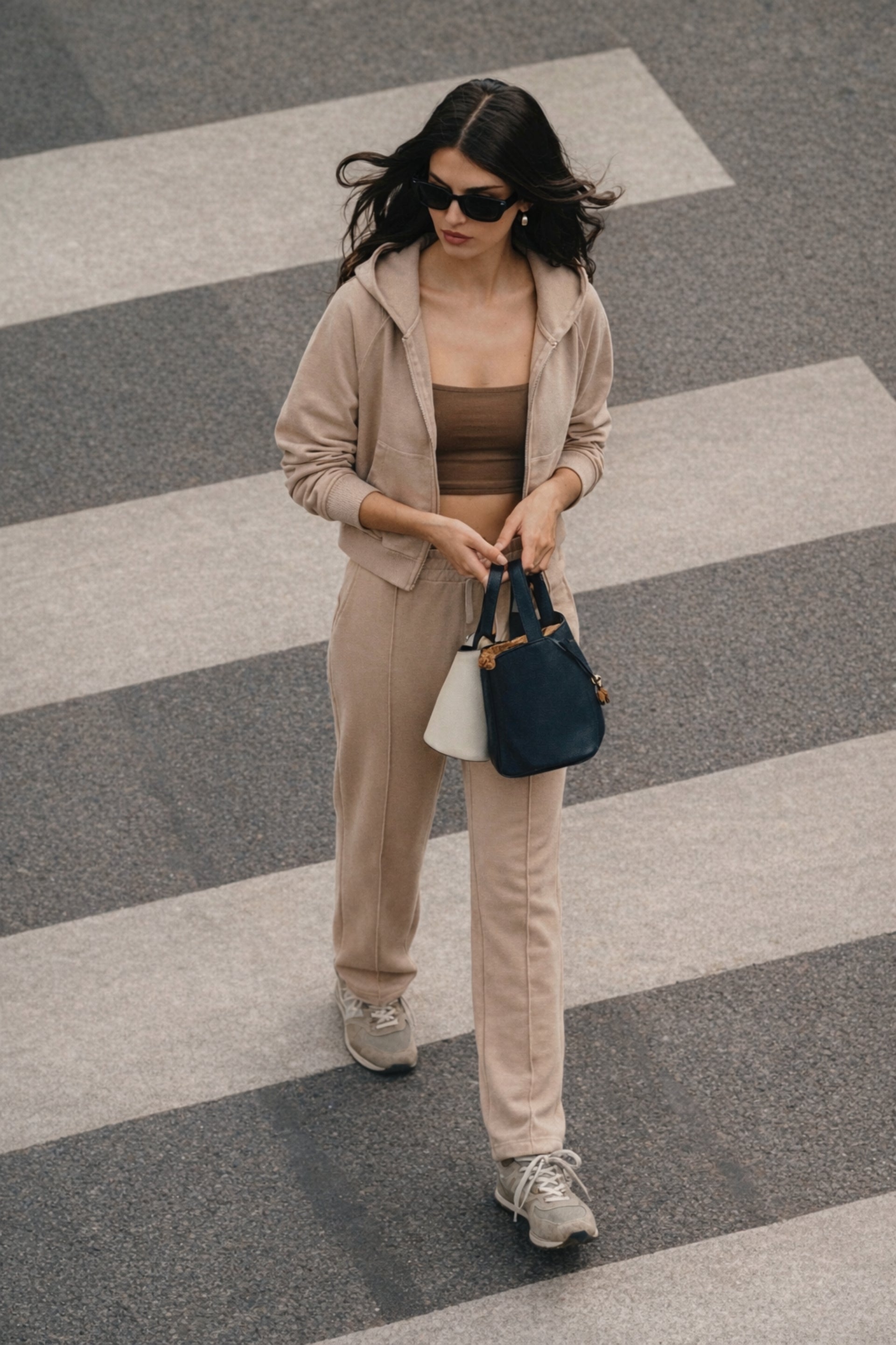 Taş Rengi Zipper Sweatshirt