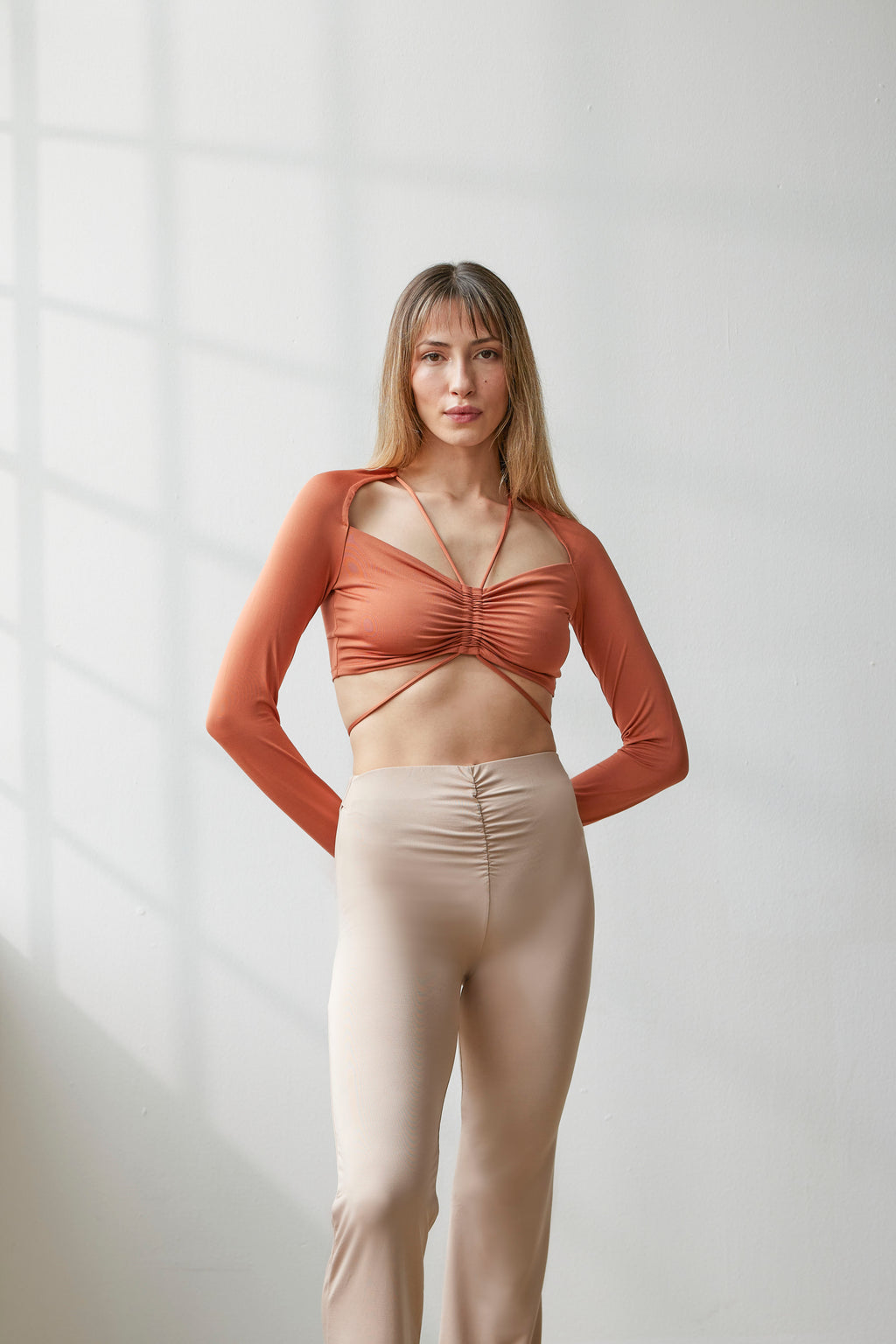 Sophia Kiremit Bağlamalı Crop Body
