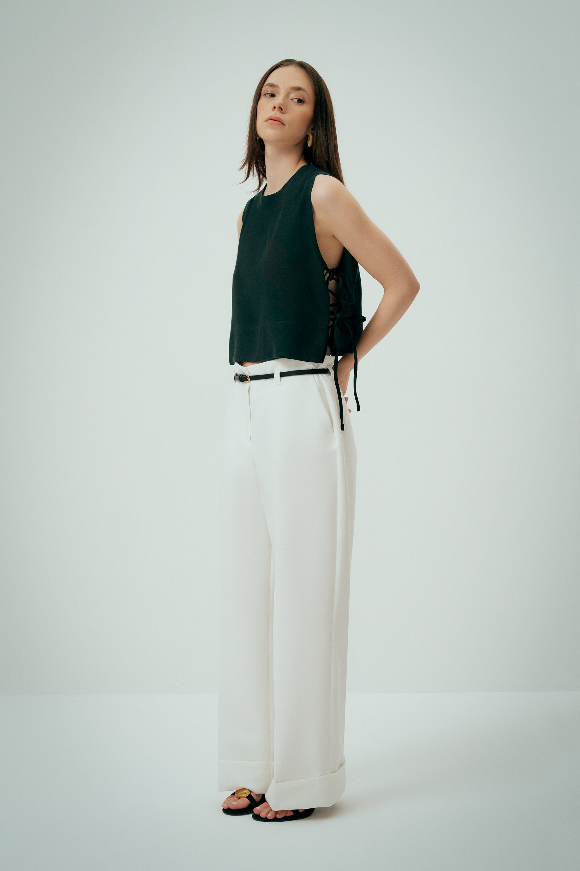 Siyah Luna Keten Top