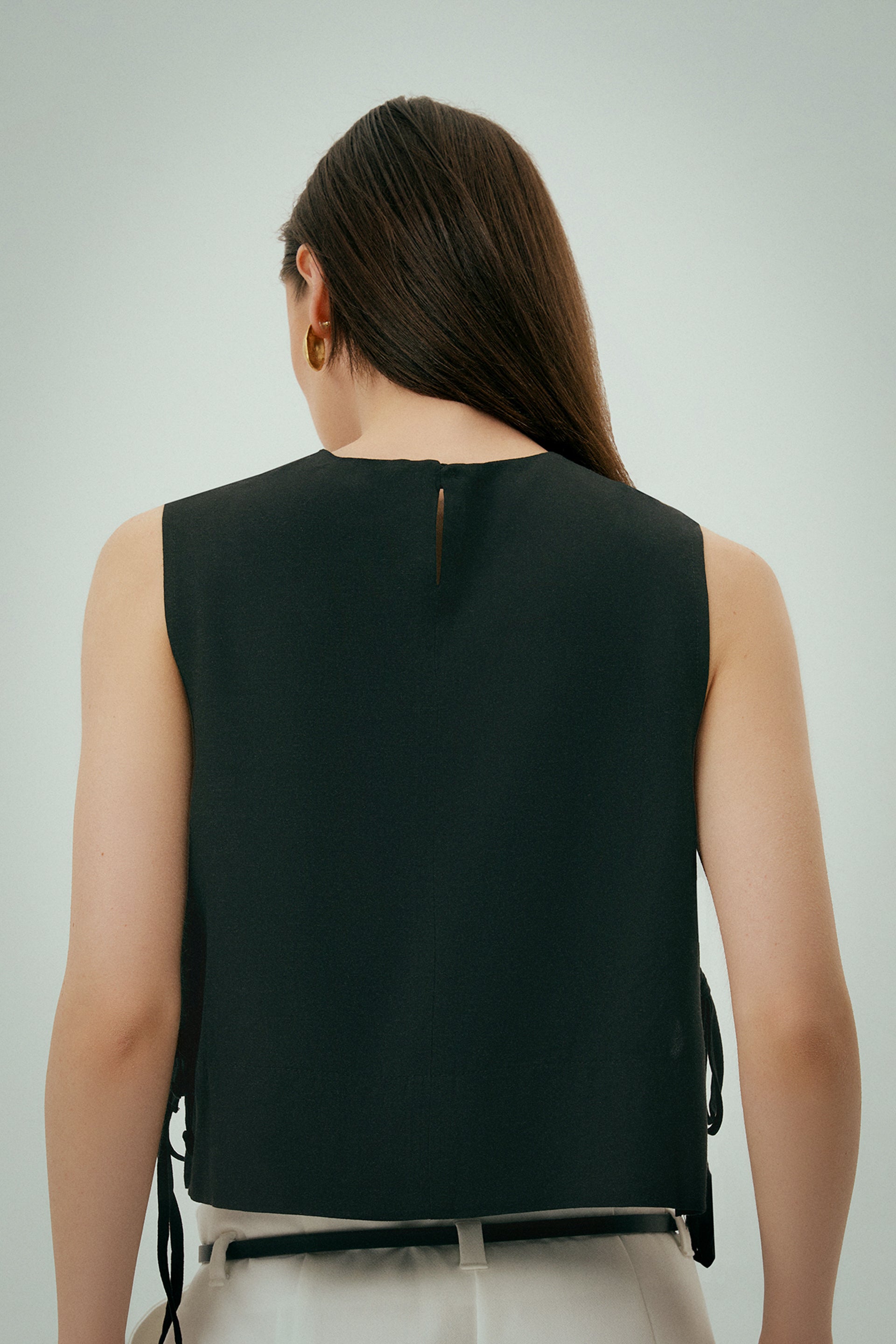 Siyah Luna Keten Top