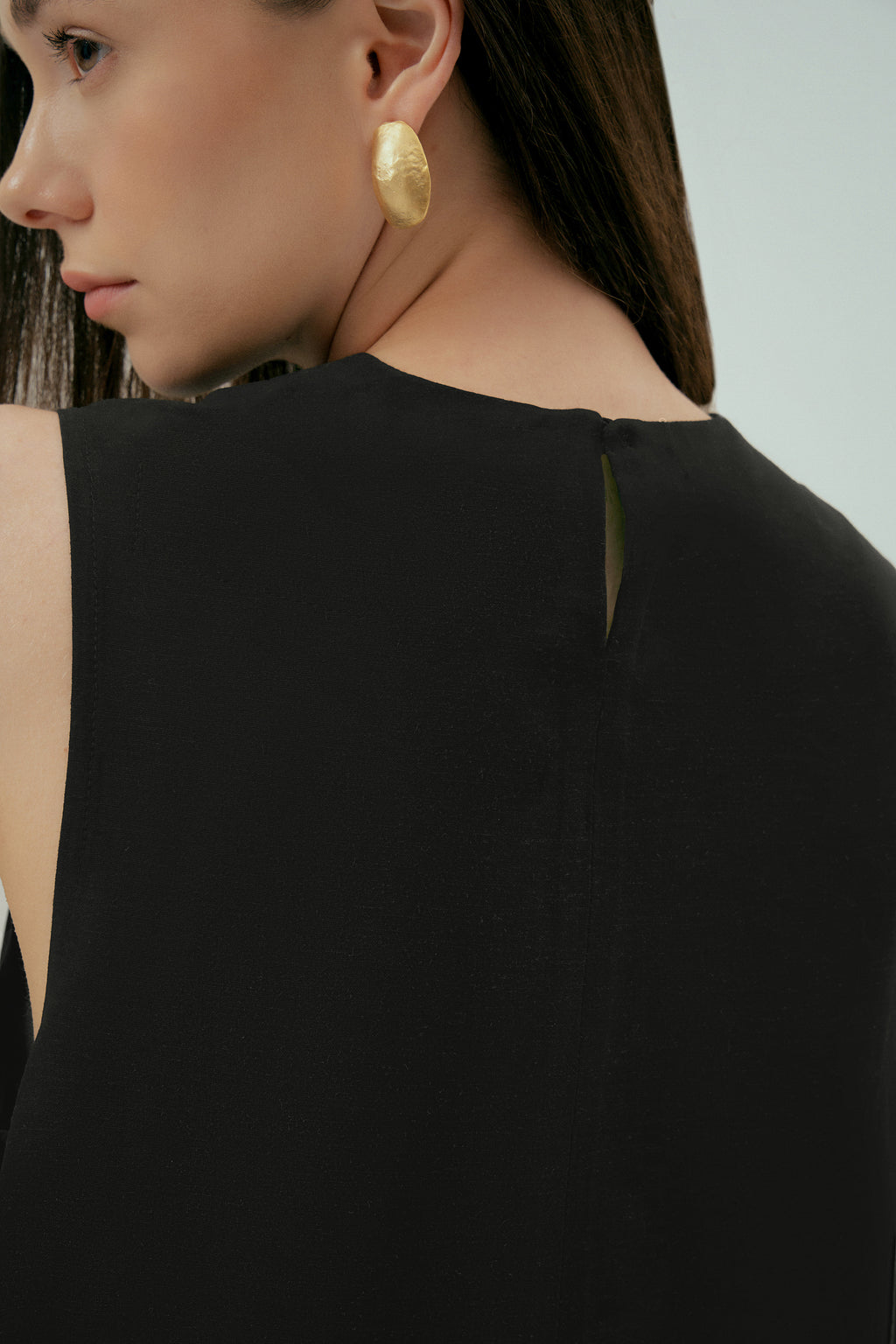 Siyah Luna Keten Top