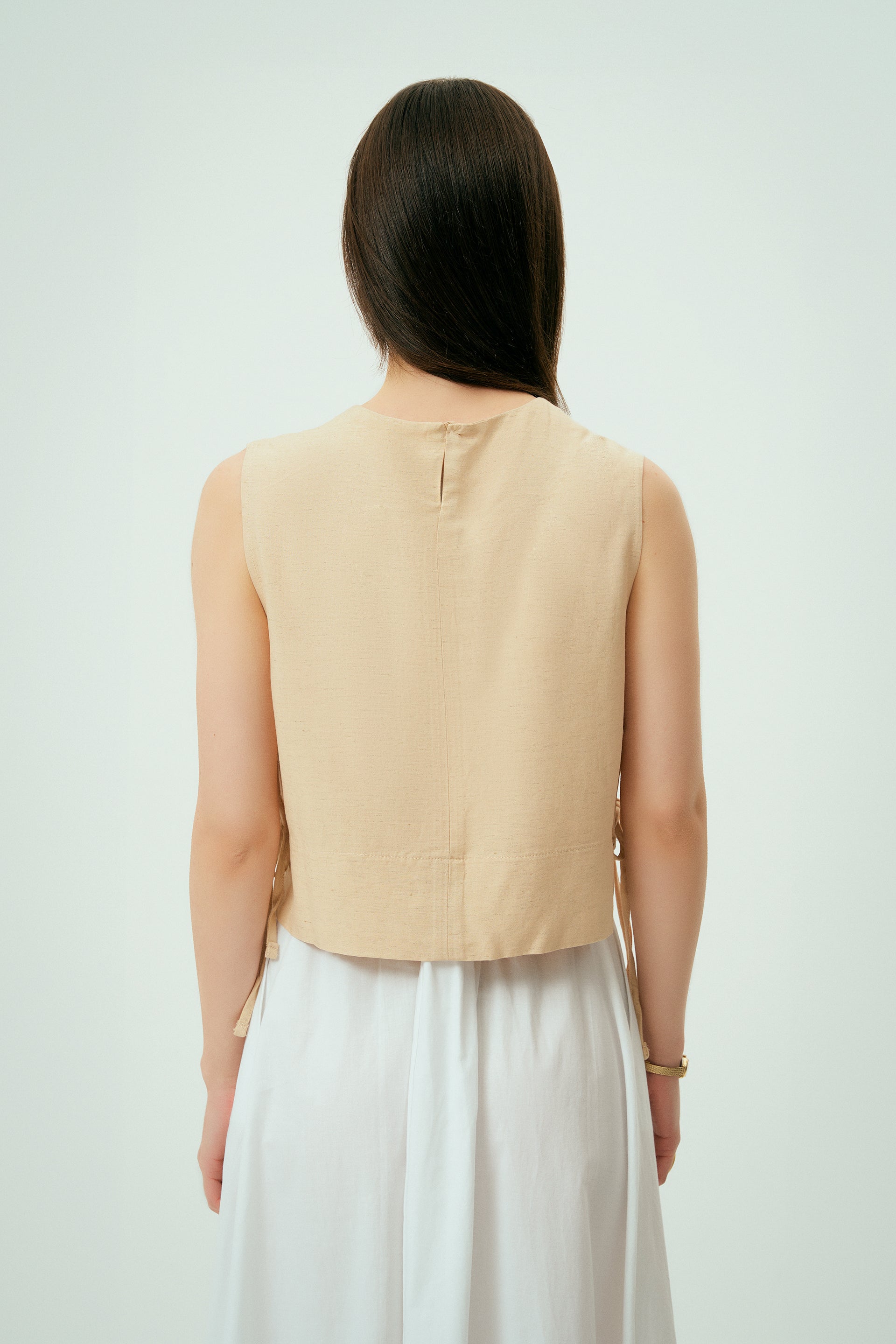 Ekru Luna Keten Top