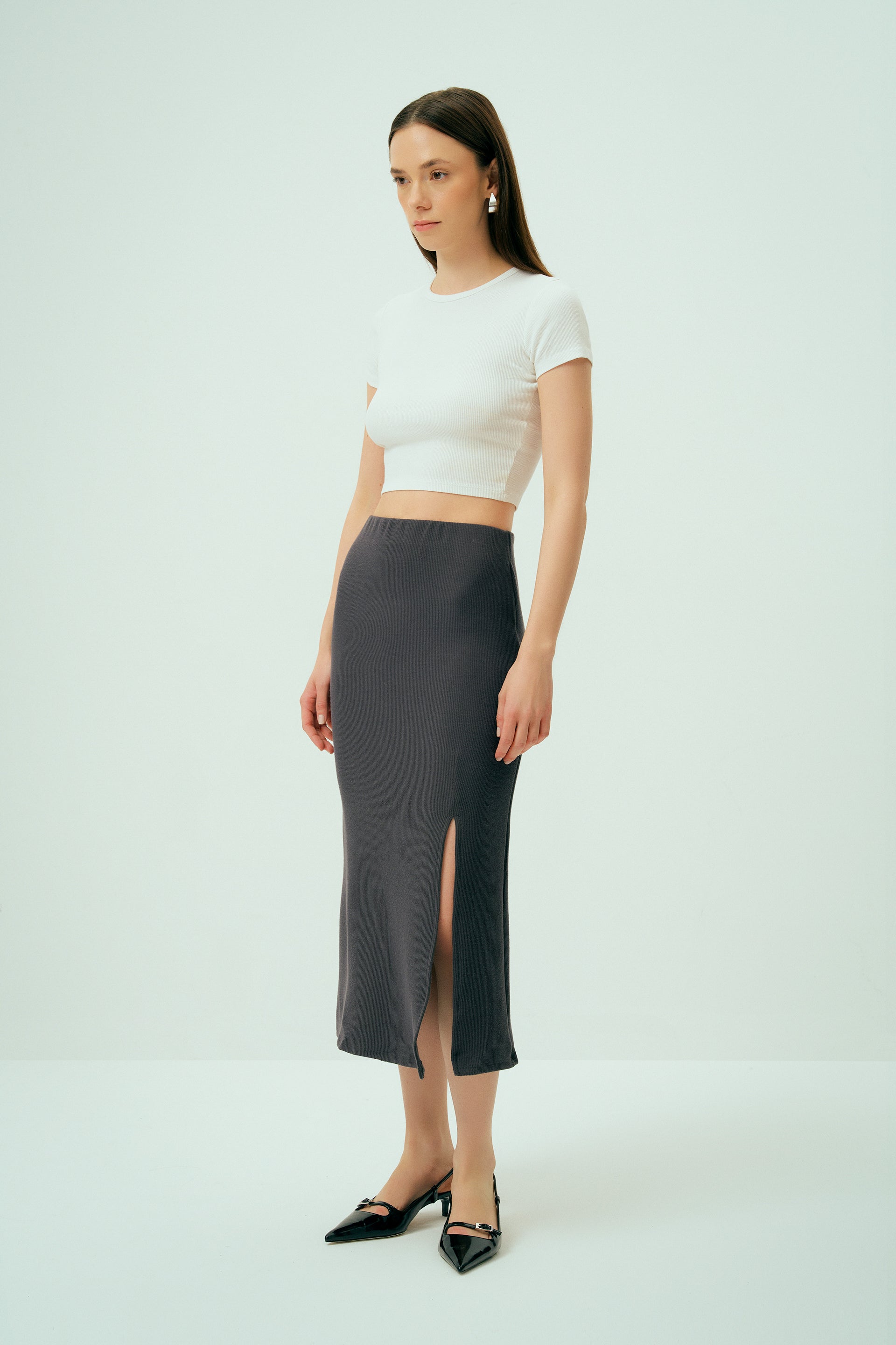 Spirit Modal Midi Skirt Anthracite