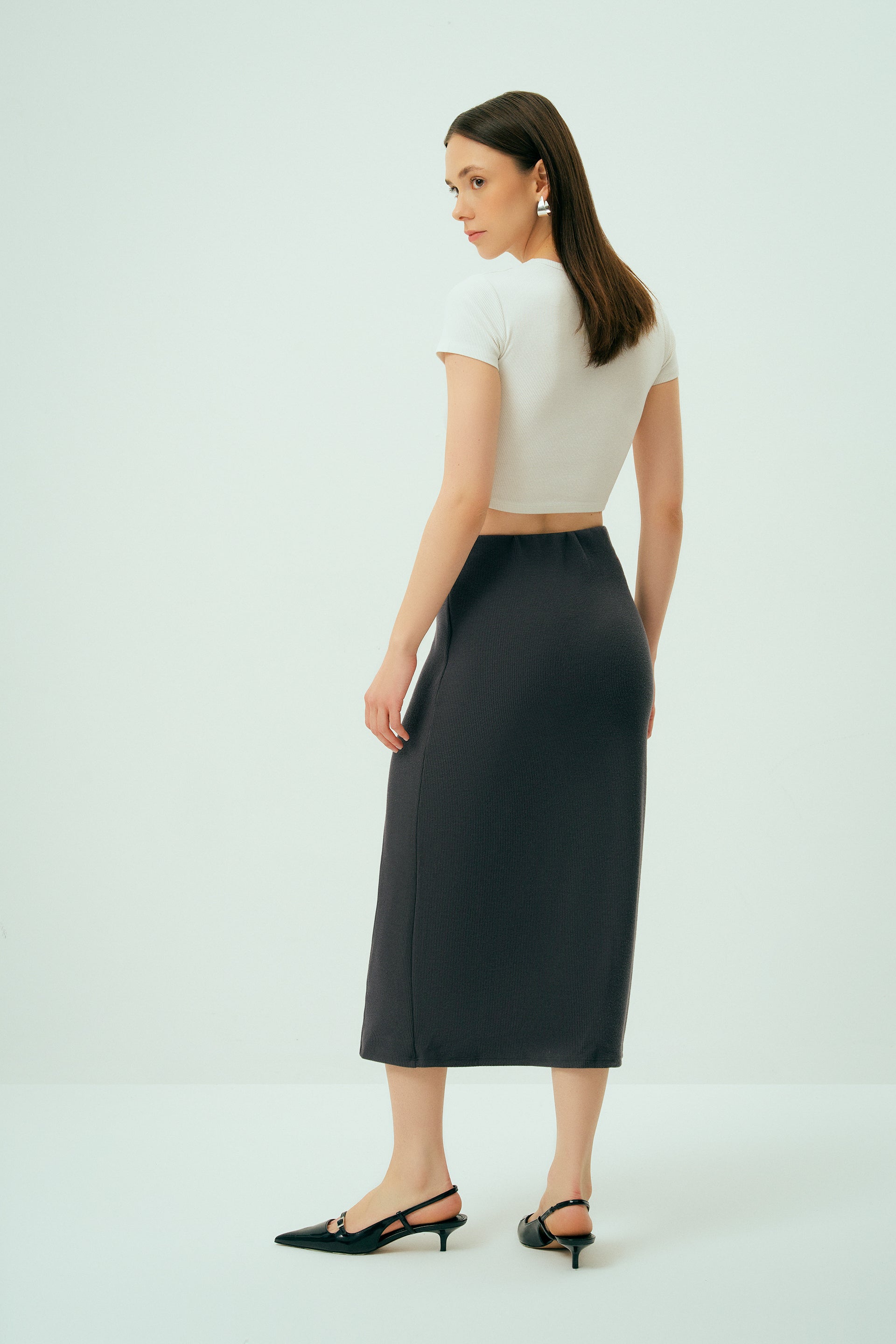 Spirit Modal Midi Skirt Anthracite