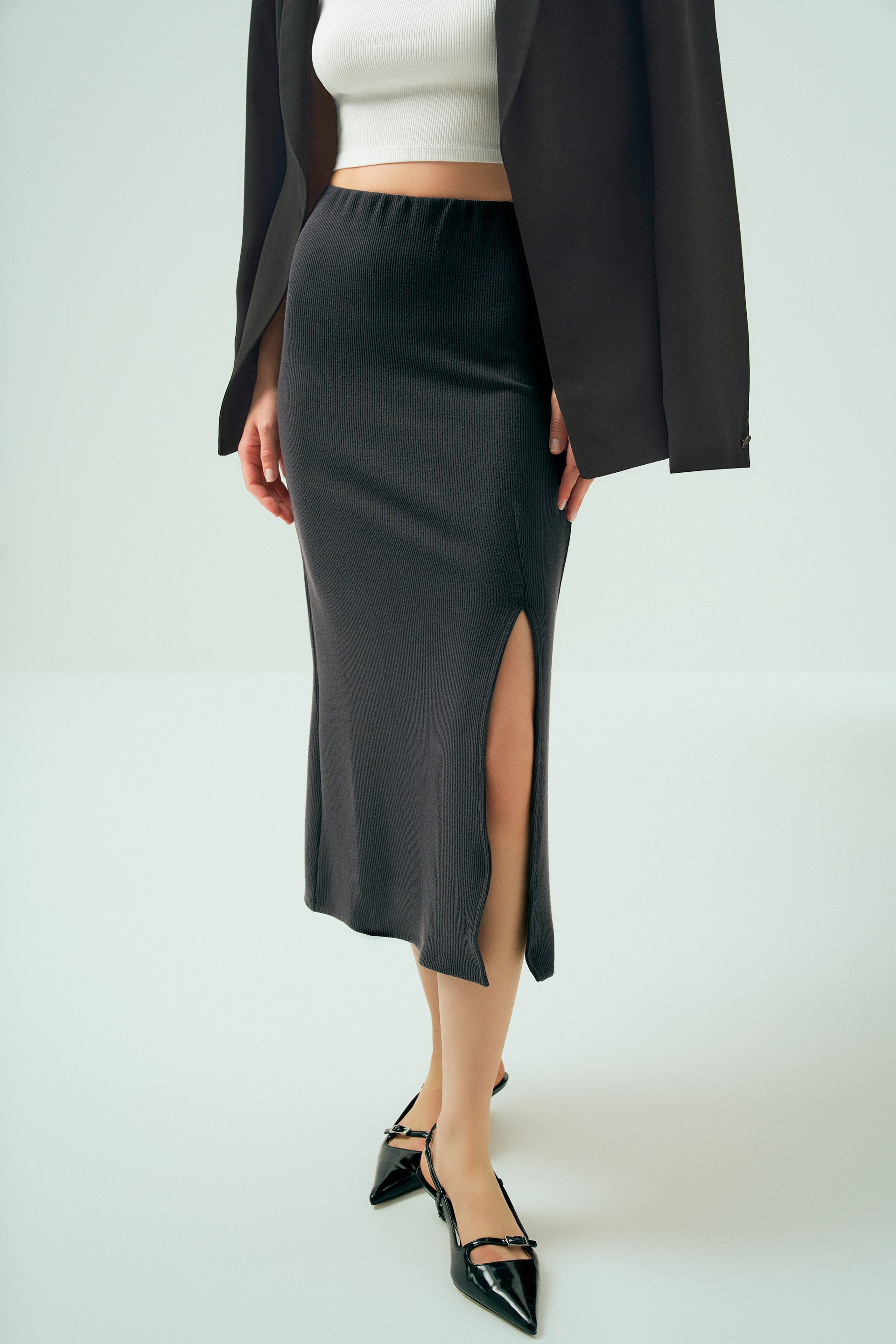 Spirit Modal Midi Skirt Anthracite