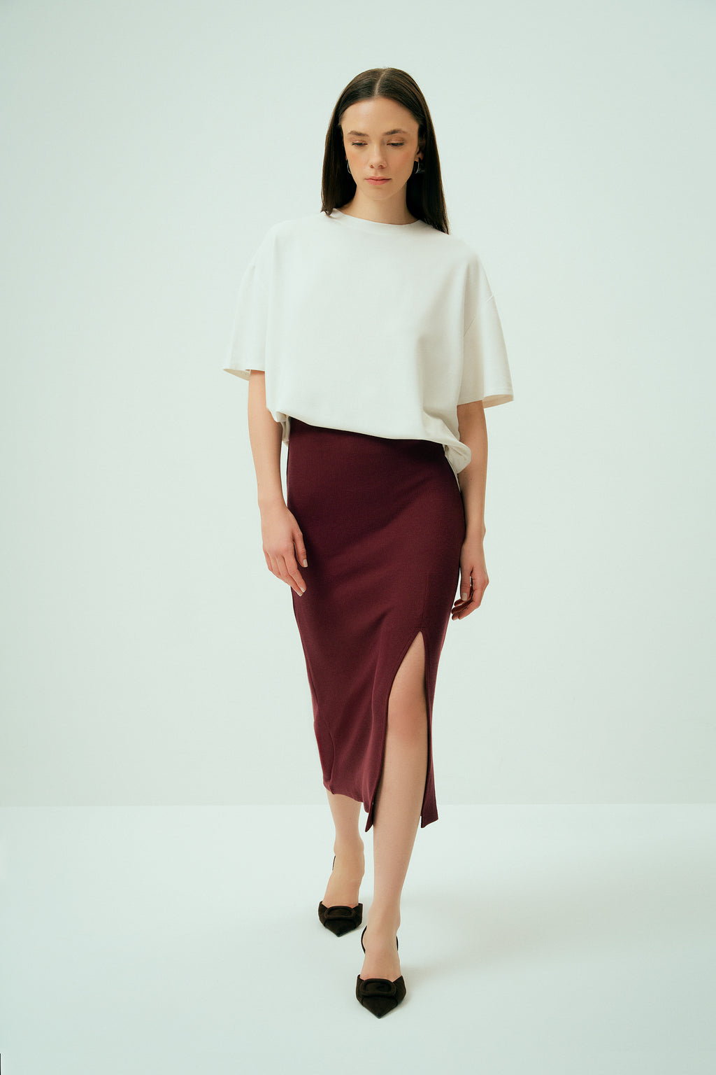 Burgundy Spirit Midi Skirt 