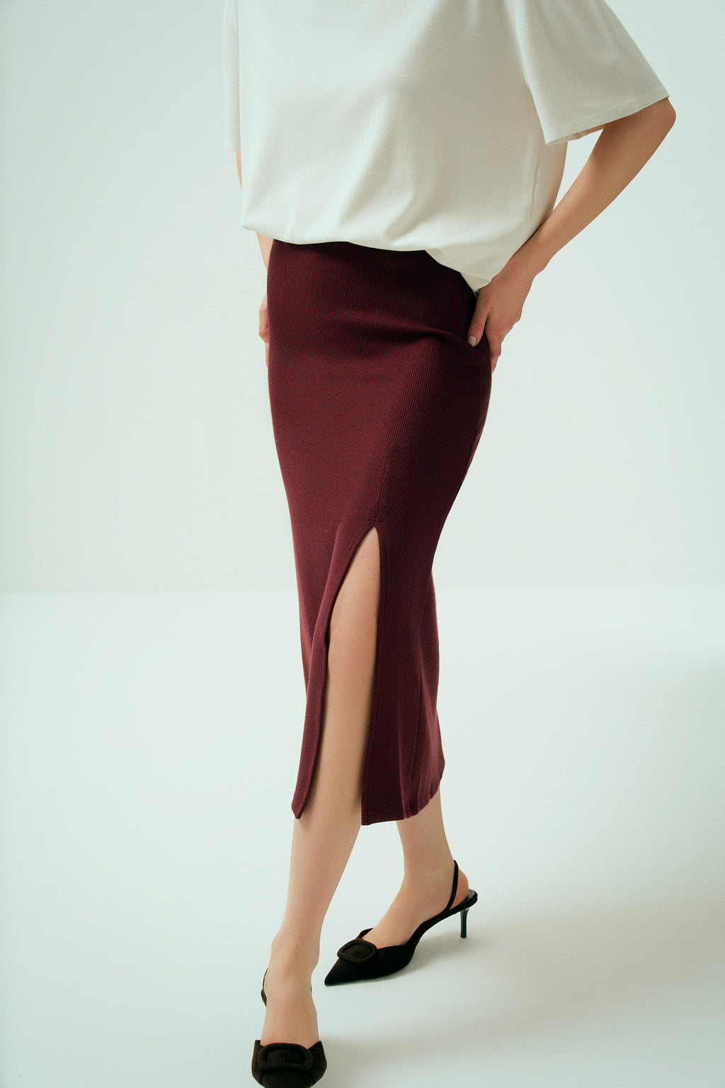 Burgundy Spirit Midi Skirt 