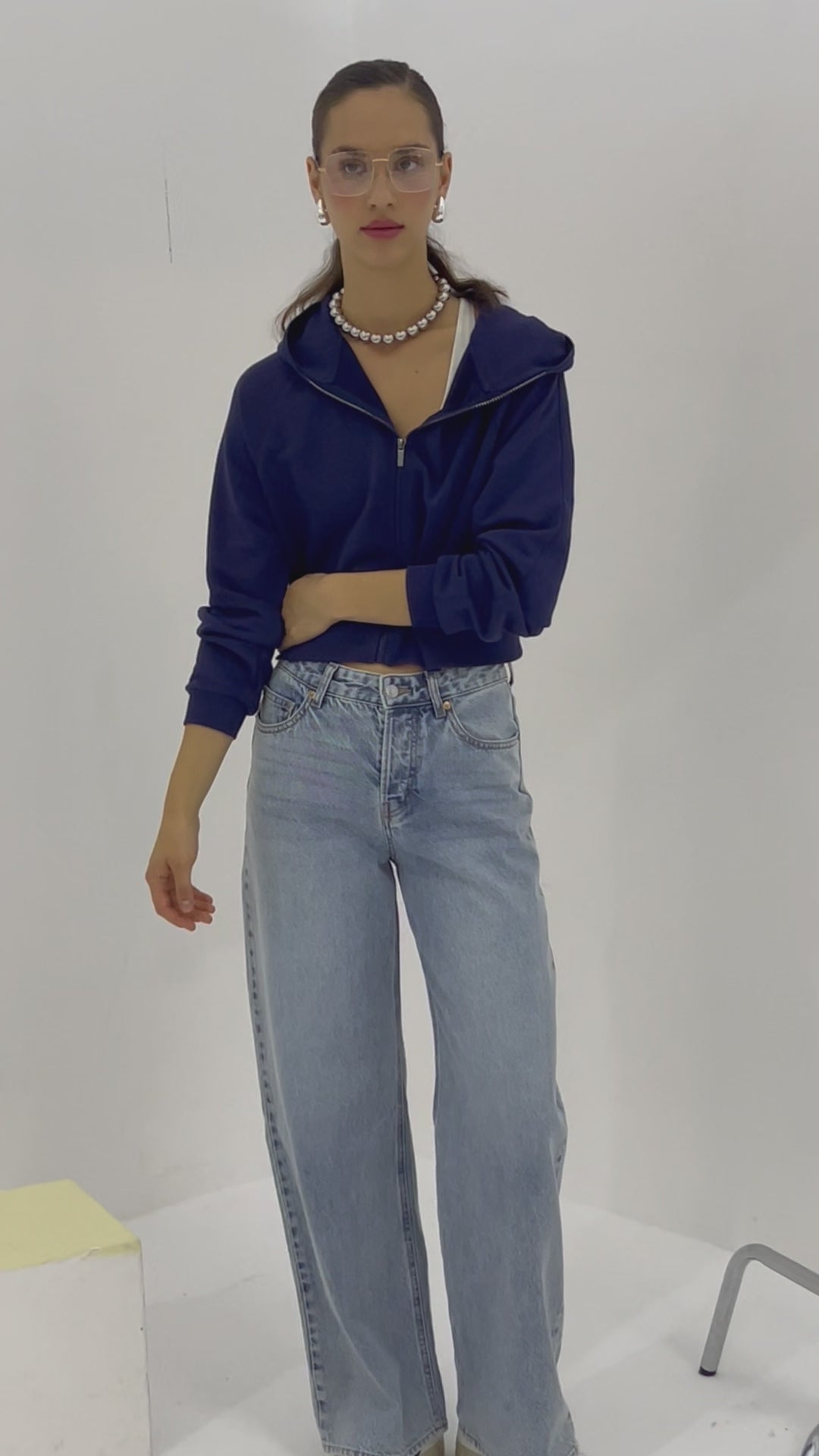 Navy Blue Zipper Sweatshirt