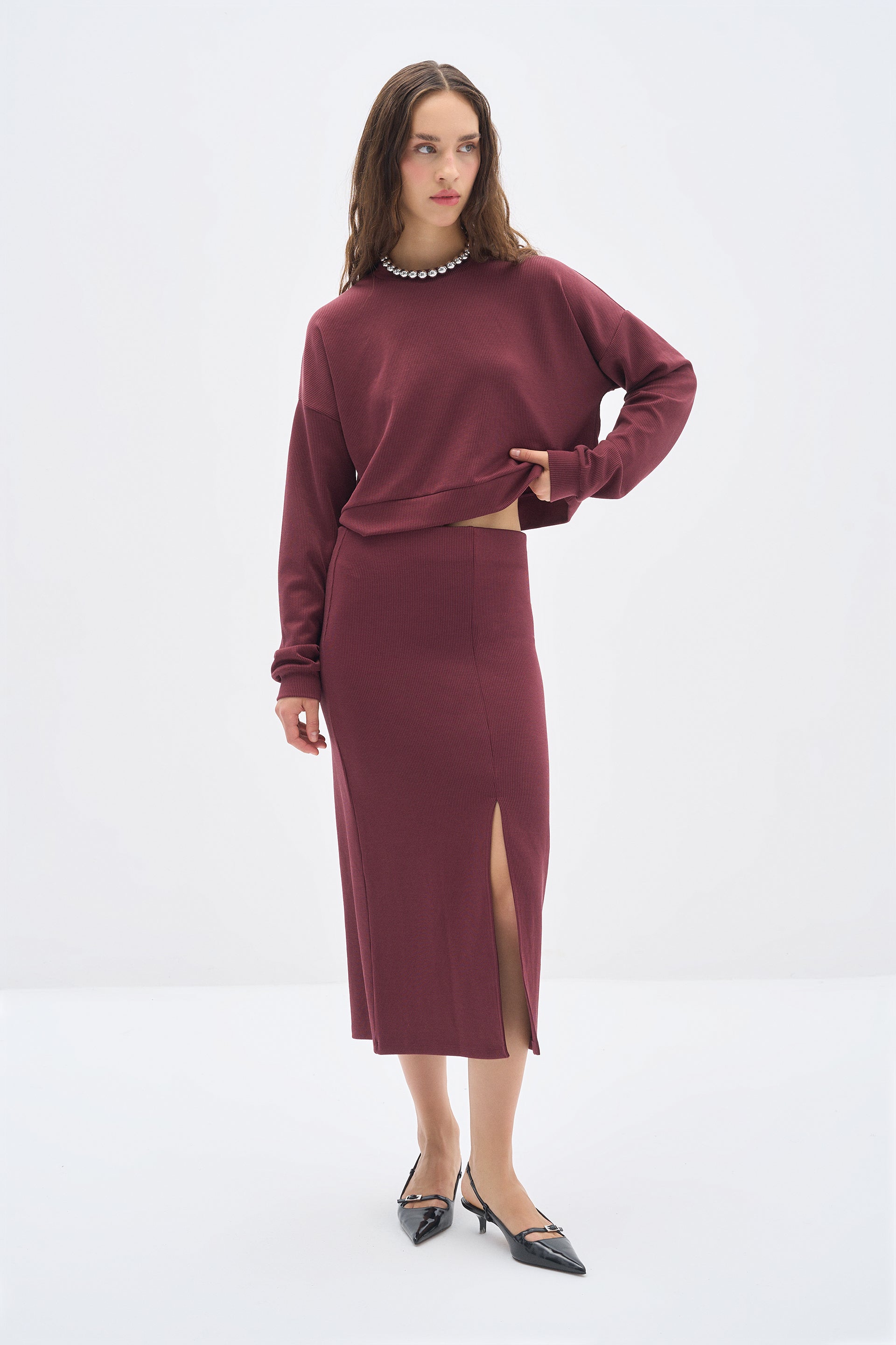 Burgundy Flow Sweatshirt