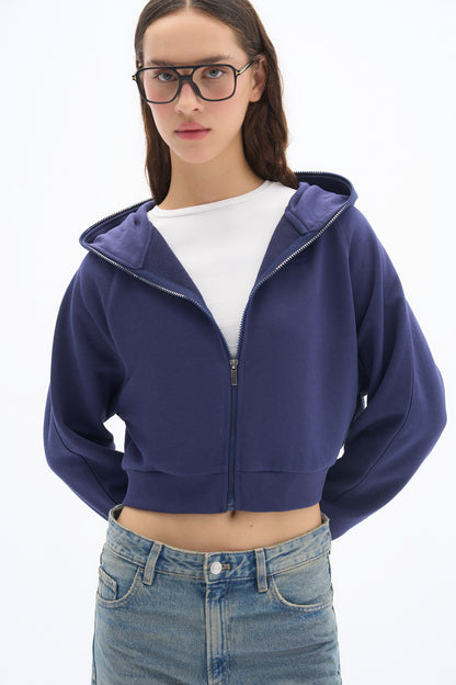 Lacivert Zipper Sweatshirt