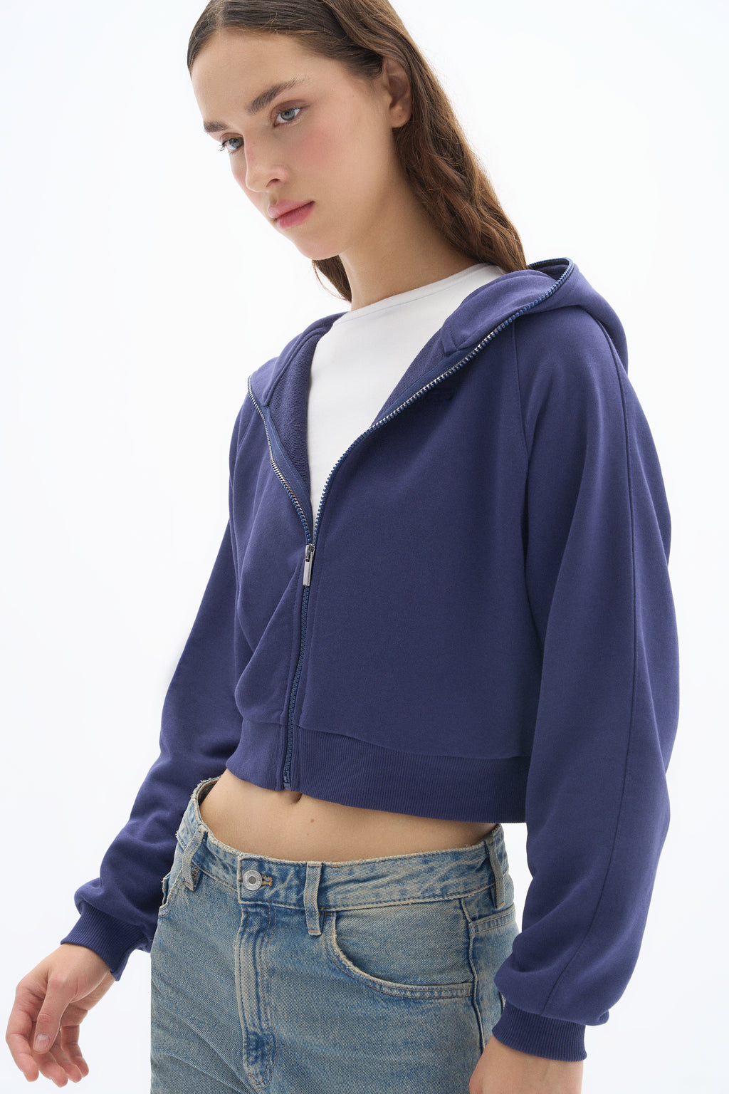Navy Blue Zipper Sweatshirt