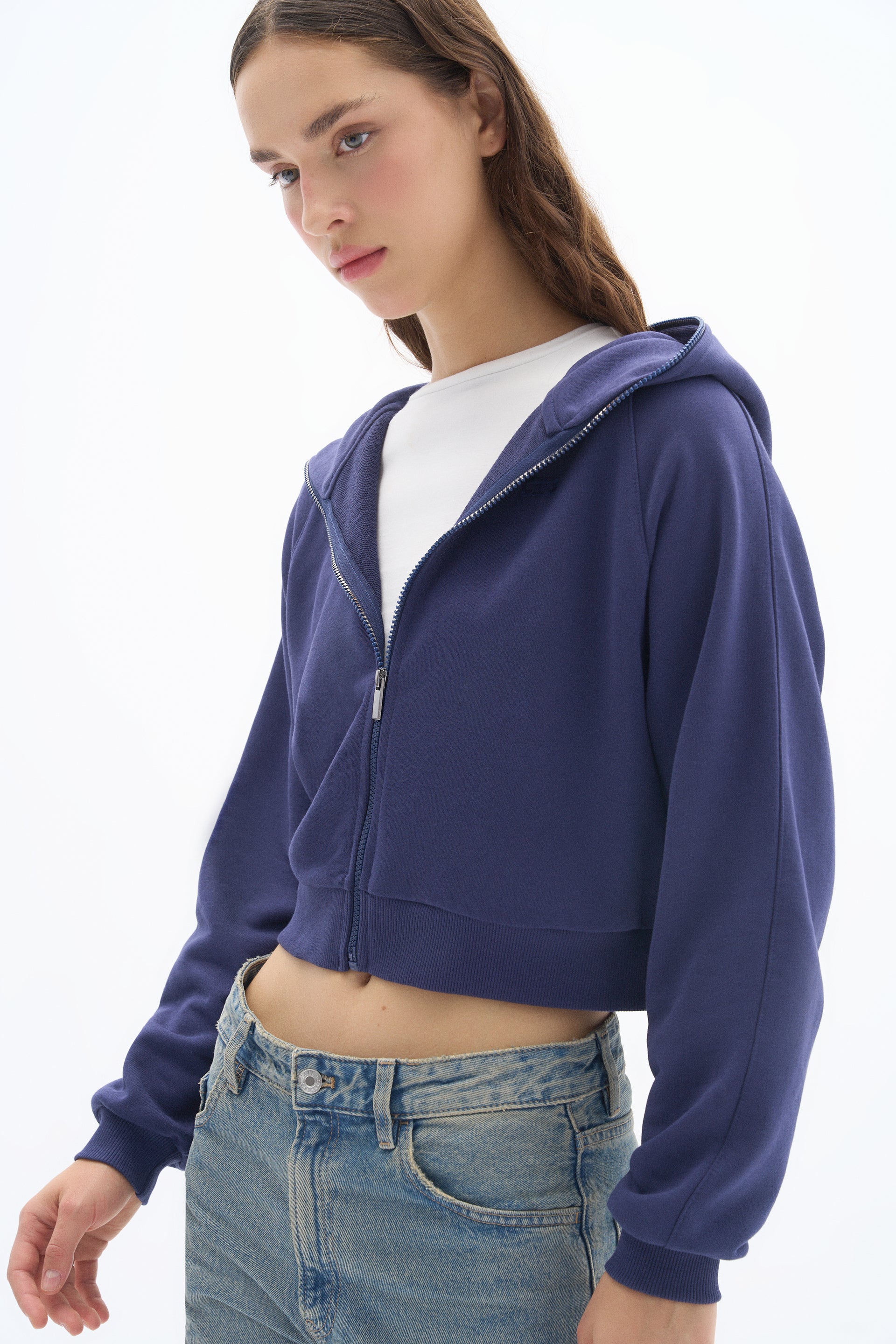 Navy Blue Zipper Sweatshirt
