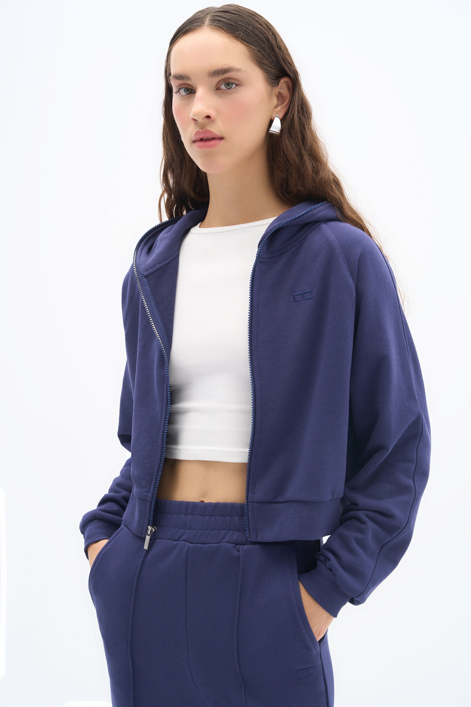 Navy Blue Zipper Sweatshirt