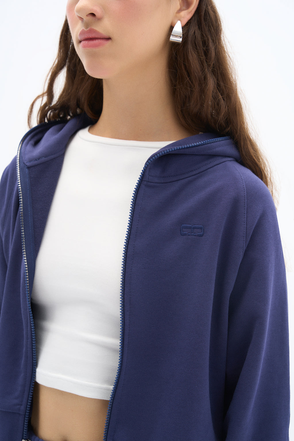 Navy Blue Zipper Sweatshirt