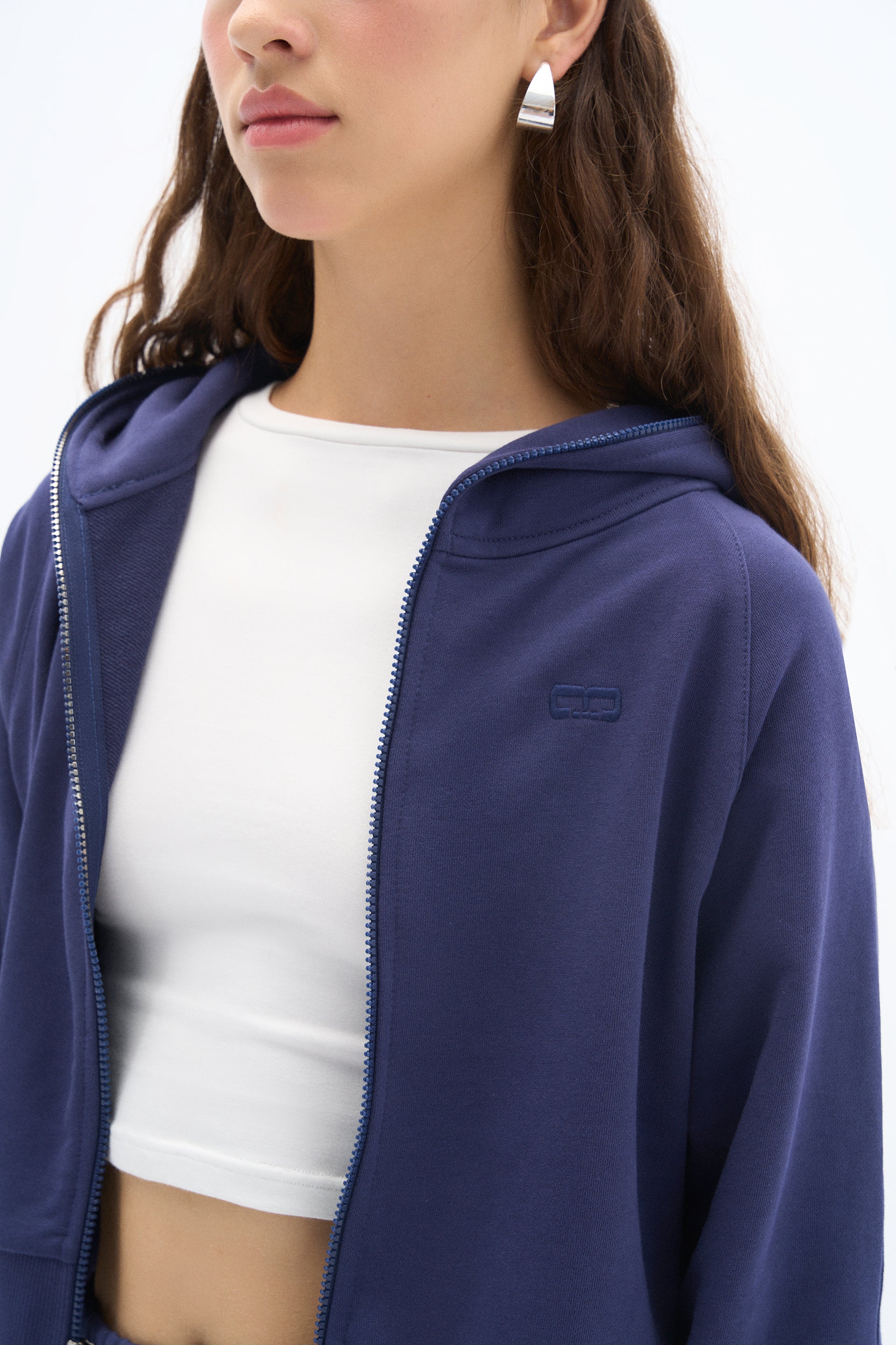 Navy Blue Zipper Sweatshirt