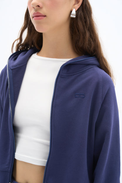 Lacivert Zipper Sweatshirt