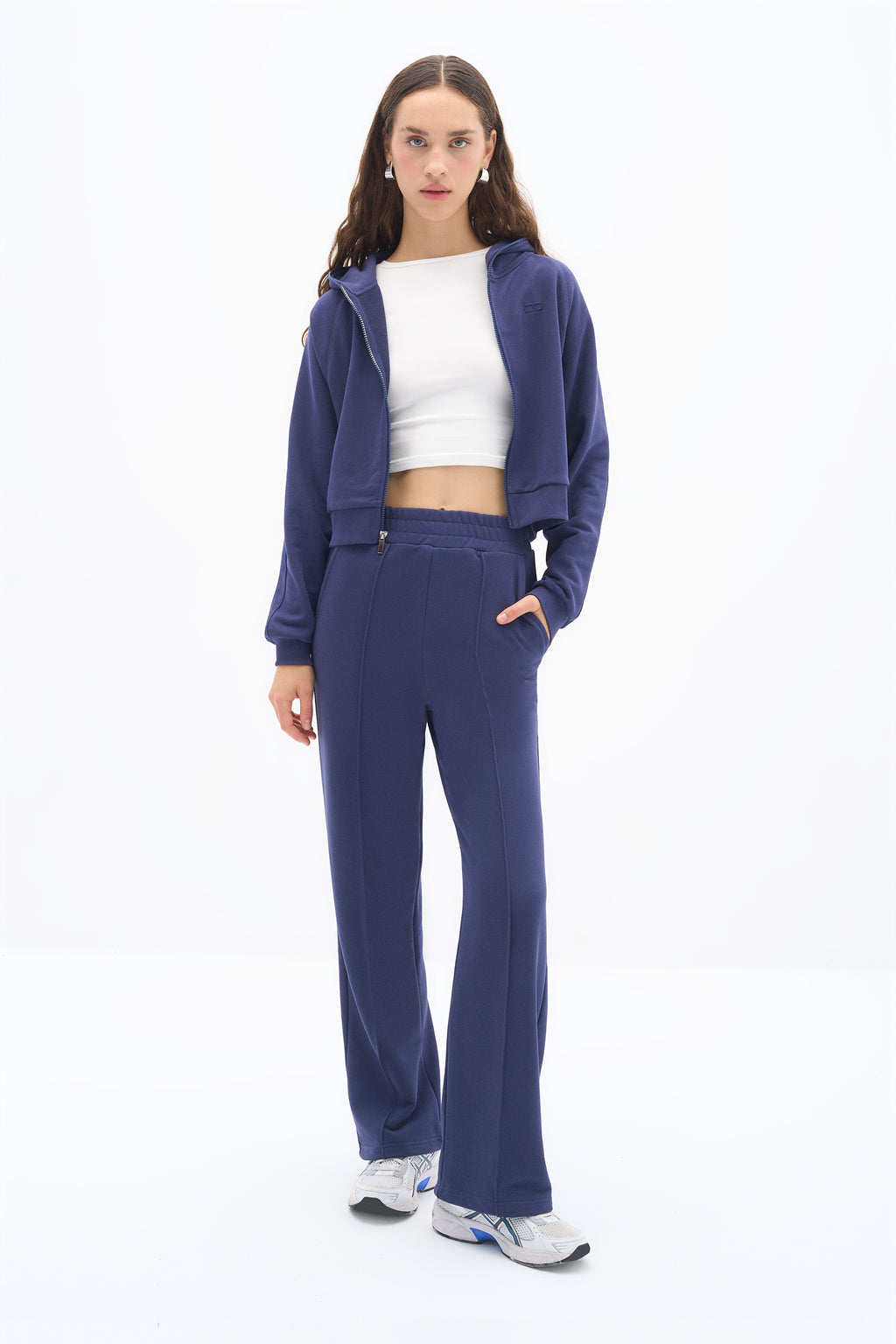 Navy Blue Zipper Sweatshirt
