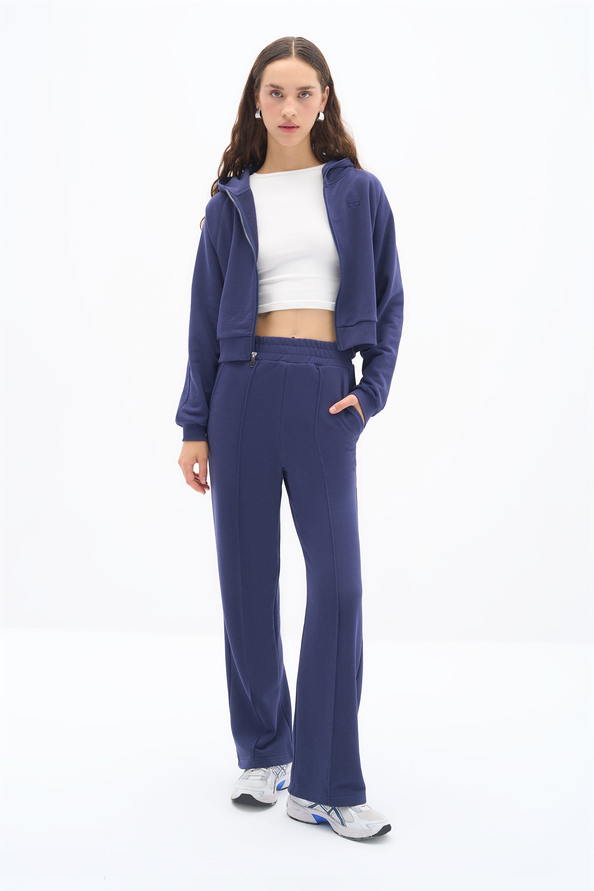 Navy Blue Zipper Sweatshirt