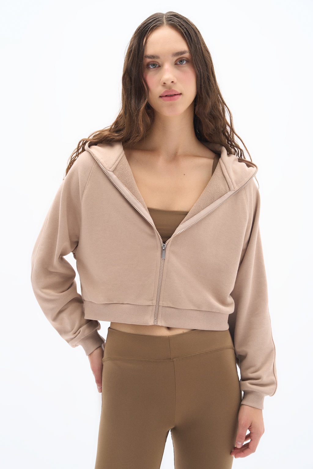 Stone Color Zipper Sweatshirt