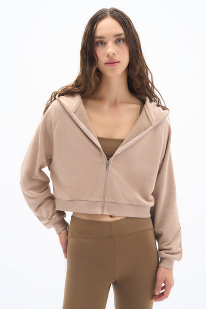 Taş Rengi Zipper Sweatshirt