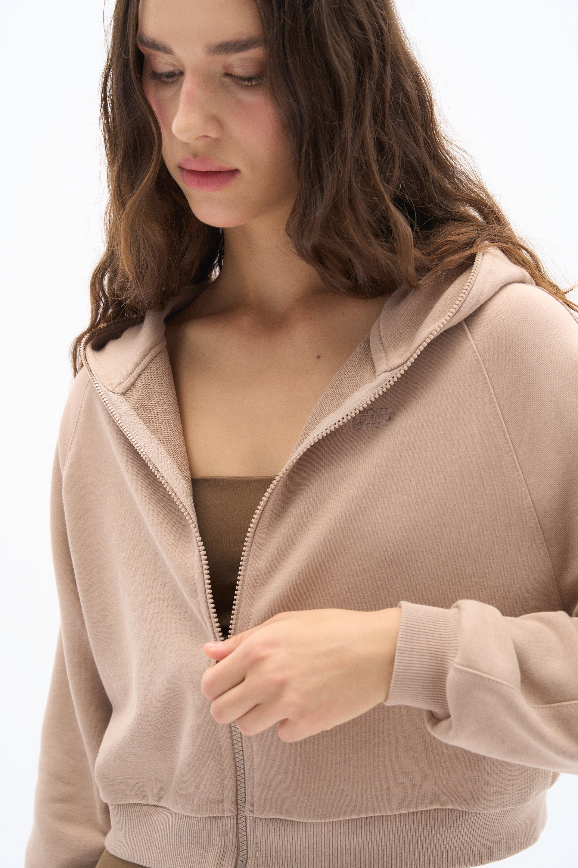 Stone Color Zipper Sweatshirt