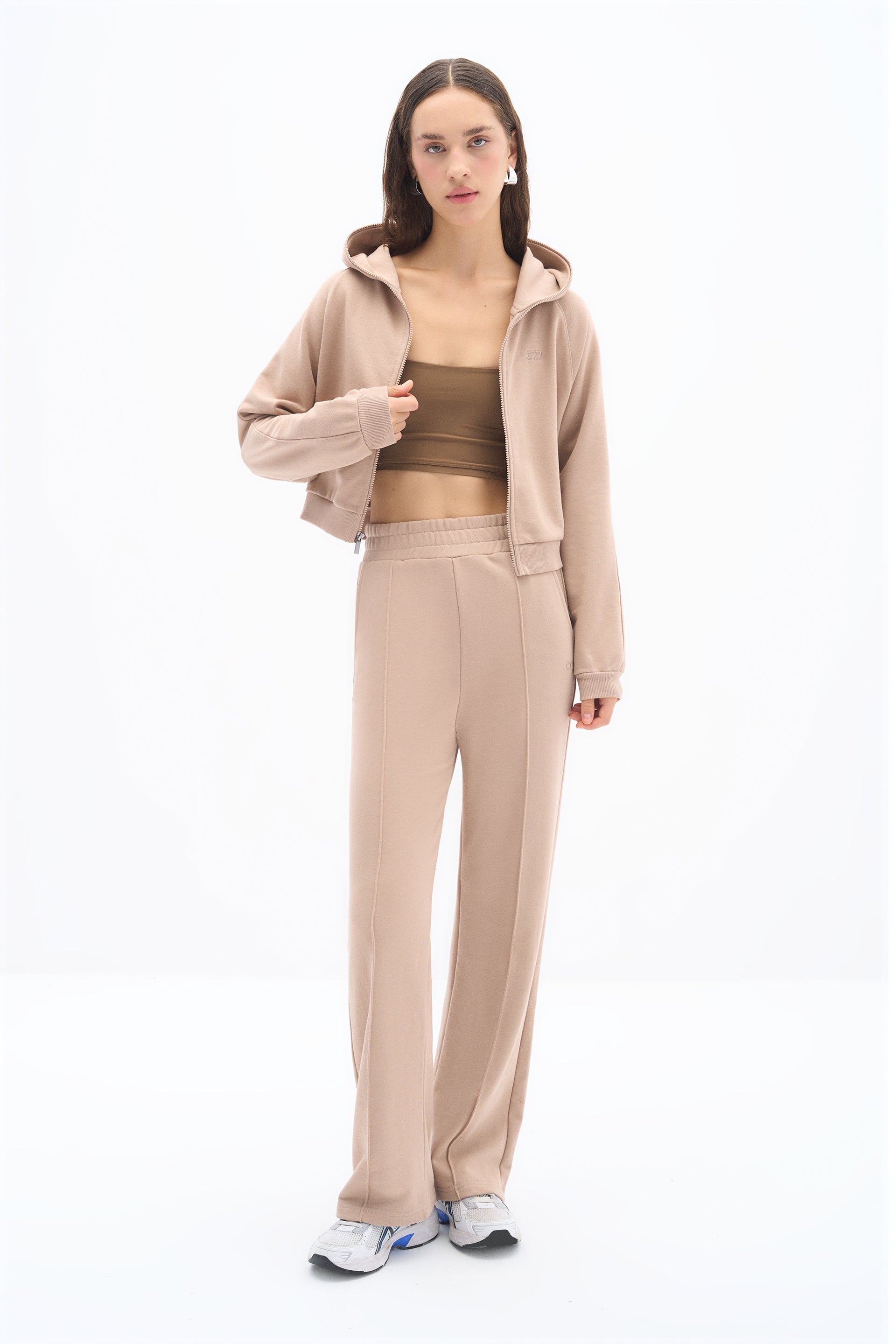 Stone Color Zipper Sweatshirt