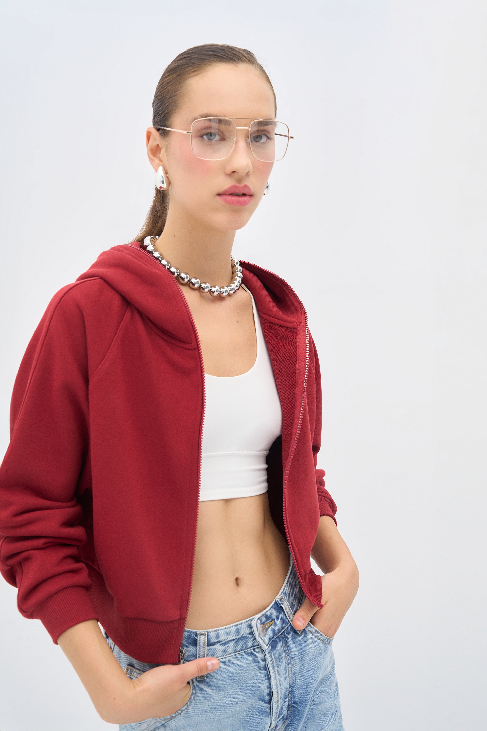 Burgundy Zipper Sweatshirt